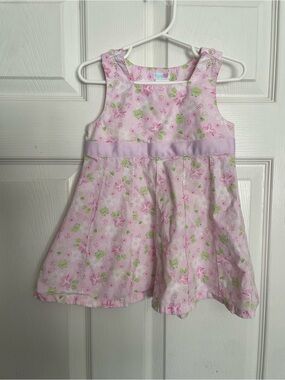 Chelsea’s Corner 100% Cotton 18-24 mo Pink Floral & Green Frog Sleeveless Dress